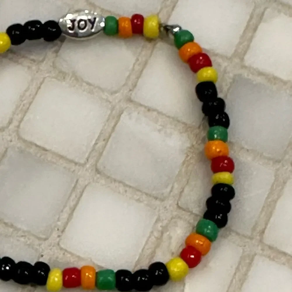 South African Beaded Bracelet with Silver Joy Charm